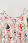Lt.pink Christmas printed girls jumpsuit. PNG60544 Mon