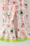 Lt.pink Christmas printed girls jumpsuit. PNG60544 Mon