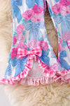 Bow printed girls jumpsuit with front bows. PNG50115 Jean