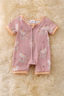  Hare/floral printed cameo baby romper w/zipper. RPG501663 SOL