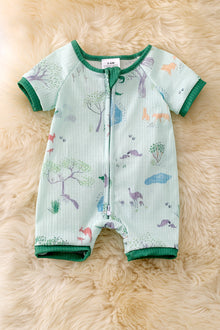  Adventure-animal printed baby romper w/zipper. RPB50068 JEAN