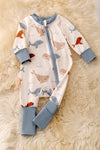 🎍Bamboo made whale print onesie foot closure. RPB50072