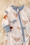 🎍Bamboo made whale print onesie foot closure. RPB50072