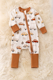  🎍Bamboo made beep-car printed onesie foot closure. RPB50071