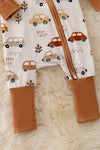 🎍Bamboo made beep-car printed onesie foot closure. RPB50071