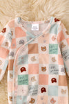 "Love you Beary much" Multi printed unisex baby gown. PJB50016 one size