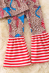 Coquette patriotic girls leopard 2 piece set. OFG50349 AMY