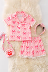 Pink bow printed short pajama set. PJG50046 AMY