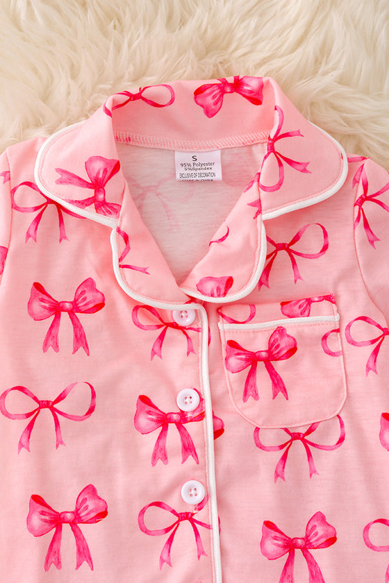 Pink bow printed short pajama set. PJG50046 AMY