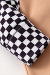 Yeehaw" tan printed baby romper with checkered sleeves. RPB61004 BRE