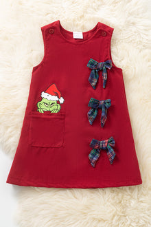  Grinc* corduroy dress with side pocket and bows. DRG52443 AMY