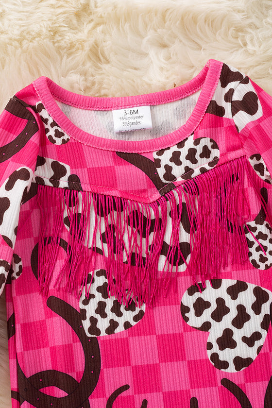 Checkered, heart & horse shoe printed baby onesie. (Western) RPG52826 Jean