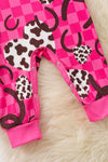 Checkered, heart & horse shoe printed baby onesie. (Western) RPG52826 Jean