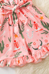 Cactus & cow skull printed girls romper. WESTERN- PNG50604 SOL