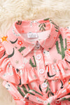 Cactus & cow skull printed girls romper. WESTERN- PNG50604 SOL