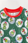 Green Ornament Christmas character printed baby romper. RPB61009 SOL