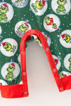 Green Ornament Christmas character printed baby romper. RPB61009 SOL