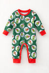 Green Ornament Christmas character printed baby romper. RPB61009 SOL