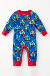 Royal Blue Christmas character printed boys baby romper. RPB61010 SOL
