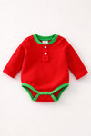 Green plaid jumpsuit and red bodysuit Christmas set. RPB61007 SOL