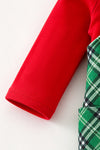 Green plaid jumpsuit and red bodysuit Christmas set. RPB61007 SOL