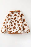 Lt. Brown Cow spot printed girls jacket. TPG60777 BRE