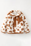 Lt. Brown Cow spot printed girls jacket. TPG60777 BRE
