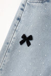 Lt. Blue denim pants with cute bows & rhinestones. PNG60664 AMY