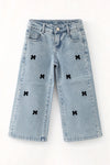 Lt. Blue denim pants with cute bows & rhinestones. PNG60664 AMY