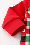 Multi-Color gingham and Christmas applique romper. RPB61005 BRE-