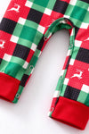Multi-Color gingham and Christmas applique romper. RPB61005 BRE-