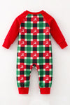 Multi-Color gingham and Christmas applique romper. RPB61005 BRE-