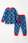 Royal Blue Christmas character printed boys pajamas. PJB60064 AMY