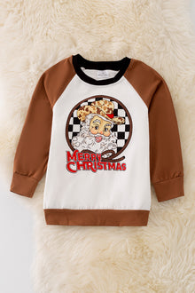  TPB40531 NAYDINE: Merry Christmas Santa printed boys shirt.