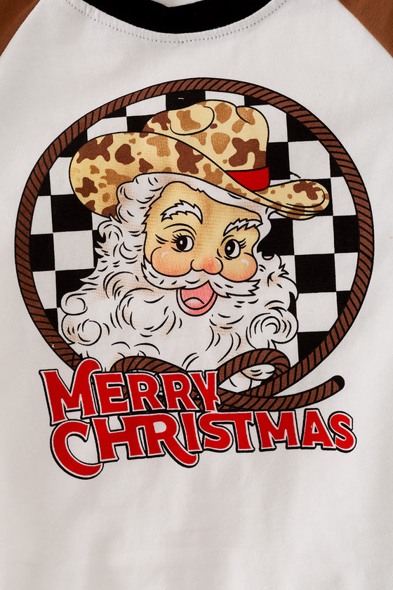 TPB40531 NAYDINE: Merry Christmas Santa printed boys shirt.