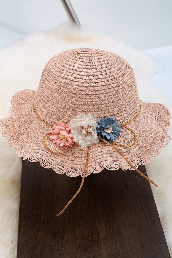 Blush straw hat & bag set. ACG15144007