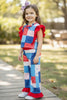 Patriotic Multi-Patch printed girls 2 piece set. OFG50527 SOL
