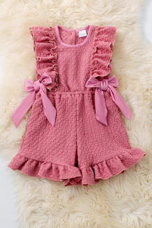  Pink cable knit textured fabric with ruffle hem. PNG50109 JEAN