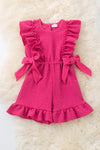 Fuchsia cable knit textured fabric with ruffle hem. PNG50108 SOL