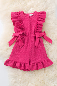  Fuchsia cable knit textured fabric with ruffle hem. PNG50108 SOL