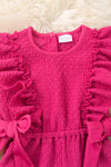 Fuchsia cable knit textured fabric with ruffle hem. PNG50108 SOL