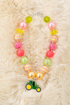 Multi-Color bubble necklace with tractor pendant. 3pcs/$15.00 ACG50115 S