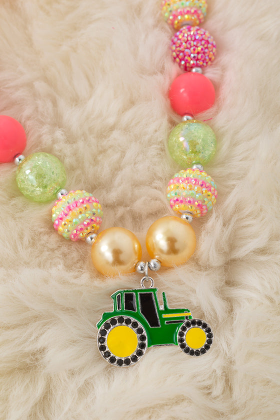 Multi-Color bubble necklace with tractor pendant. 3pcs/$15.00 ACG50115 S