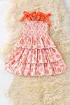 3 Tiered layered dress w/orange printed paisley. DRG60402 AMY
