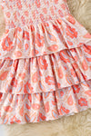 3 Tiered layered dress w/orange printed paisley. DRG60402 AMY