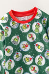 Green Ornament & Christmas character printed top. PJB60063 BRE