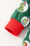 Green Ornament & Christmas character printed top. PJB60063 BRE