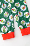 Green Ornament & Christmas character printed top. PJB60063 BRE