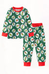 Green Ornament & Christmas character printed top. PJB60063 BRE