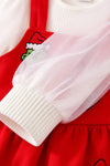 White long sleeve top and red dress. OFG63351 BRE